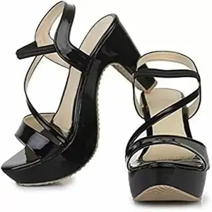 MONAQI Women's And Girls Wedge Slippers Open Toe Pump Summer High Heel Sandals (Black, 6)