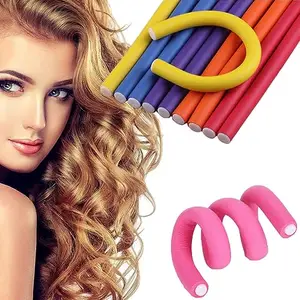 ayushicreationa Flexible Curling Rods Hair Twist Flexi Rod Hair Curlers Set,Twist Foam Hair Rollers No Heat Hair Rods Rollers Hair Curlers Rollers for Short and Long Hair - 6pc, Multi Color.