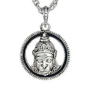 Memoir Antique look Lord Hanuman Bajrang Bali God pendant locket Silver tone temple jewellery chain necklace for Men and Women