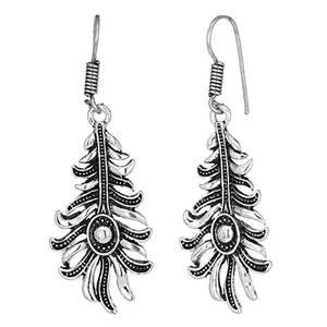 Jewellery Earrings for Women Afghani Oxidised Silver Jhumka Earring for Girls and Women (Short)