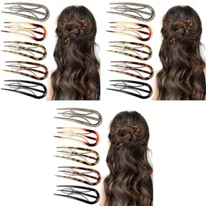 MAYCREATE® 15PCS French Hair Pin U Pins for Stylish Styling Juda Bun Acrylic Accessories for Women Ladies Gift