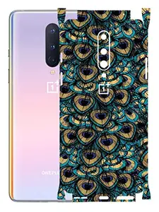 AtOdds - OnePlus 8 Mobile Back Skin Rear Screen Guard Protector Film Wrap with Camera Protector (Coverage - Back+Camera+Sides) (Peacock)
