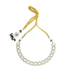 Kushal's Fashion Jewellery White Victorian Plated Ethnic Kundan Necklace - 416563