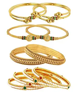 Jewels Galaxy Combo of Designer Pearls Bangles, Gold Plated Bangles - Pack of 10 (JG-CB-KBN-943_2)
