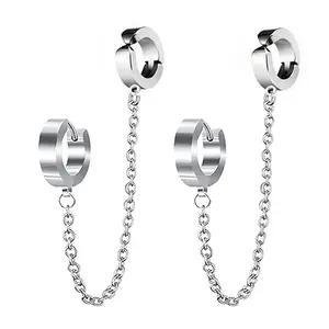 Via Mazzini No-Tarnish No-Rusting Hanging Chain Ear Cuff Earrings For Women And Men (ER2428) 1 Pair