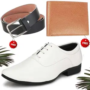 Attractive Trendy Formal Shoes/Party Shoes/Shoes Combo with Free Wallet & Belt for Men and Boys (BAZAAR6932_RT-Tan-1006) Multicolor