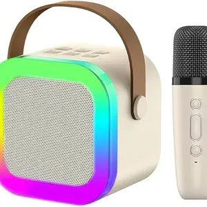 SPACE AGE Karaoke Machine with Mini Microphone Toy Wireless Portable Bluetooth Speaker Microphone Toys for 4-12 Years Old Kids for Festive Family Gatherings & Singing Entertainment (Multicolour)