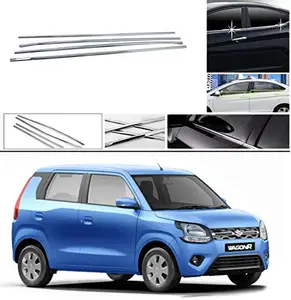 DS ENTERPRISE Lower Window Garnish Chrome for Maruti Wagonr 2019 and Above Models - Chrome Colour (Pack of 4)