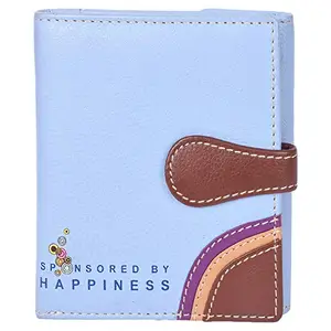 Leatherman Fashion LMN Genuine Leather Sky Blue Multicolored Women's Wallet 4 Card Slots