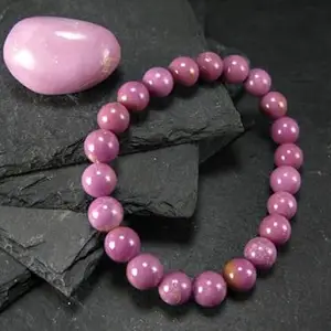 LKBEADS Natural Phosphosiderite 8mm Round Shape Smooth Cut Beads 7 Inch Stretchable Bracelet for Men & Women.|STBR_RR_06854_7.0