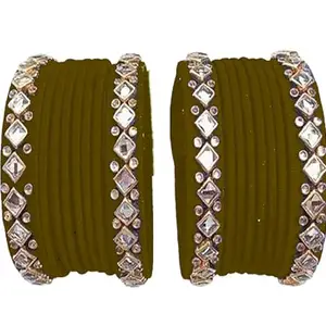 HARSHAS INDIA CRAFT Silk Thread Bangles Plastic Bangle Set For Women & Girls (Cream) (Pack of 16) (Size-2/0)