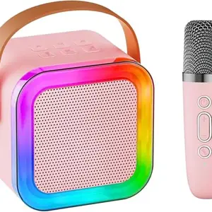 Shatanuvart Export Rechargeable Mini Bluetooth Karaoke Machine for Kids – Wireless Microphone, LED Lights, Bluetooth Speaker – Singing Toy for Boys & Girls – Birthday Gift for Kids (S3) (Multicolor)
