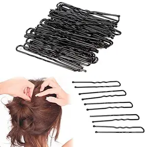 Om Enterprise 6-cm Long Bobby Hair Pins for Women And U Shape Pins Hair Clips for Updo Hairstyles, Hair Styling Accessories, Black, 2 Inches pack of 100