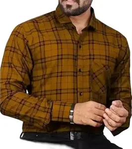 Mahima Ethnic Centre's Men’s Checkered Casual Shirt Slim Fit Long Sleeve Button Down Shirt