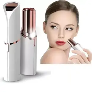 Shree Salasar Shine Women Hair Removal Touch Epilator Wax Electric Hair Removal Painless Lipstick Shaving Razor Eyebrow Face Lip Nose Chin Hair Removal Machine (White)_A6