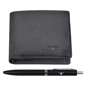 URBAN FOREST Mark Grey Leather Wallet & Pen Combo Gift Set for Men