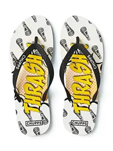 CHUPPS Men's/Boys Natural Rubber Flip Flops Slippers, MUMMY KA PYAR DESIGN, Comfortable & Ultra-Light, Odour-Free, Non-Slip & Long Lasting Digital Prints - (Star White - 7UK)