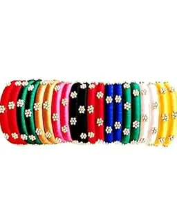 HABSA HABSA Multi Color Plastic Base Metal and Pearl Bangles for Women Pack of 20 Bangles New (2/10)