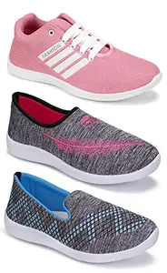 WORLD WEAR FOOTWEAR Multicolor (5054-5045-5046) Women's Casual Sports Running Shoes 6 UK (Set of 3 Pair)