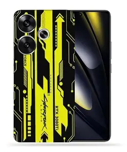 OggyBaba Cyberpunkh Yellow Black Poco F6 5g Mobile Back Skin Rear Screen Guard Protector Film Wrap (Coverage - Back+Camera+Sides)