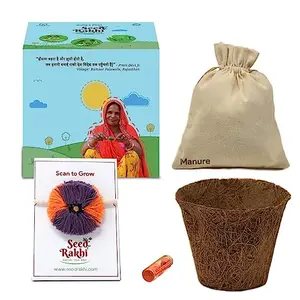 SeedRakhi Plantable Rakhi for Brother Cotton Embroidery Thread with Planter and Roli Pack - Designer Rakhi Gift Set Box, Natural for Brother, Rakhi Combo for Brother, Plantable Rakhi