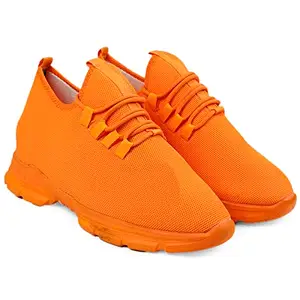 fasczo-Men's Hidden Height Increasing Sport Shoes for Cricket, Football, Basketball etc. Orange