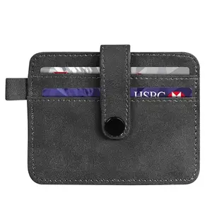 CLOUDWOOD Mini Wallet for ID, Credit-Debit Card Holder & Currency with Push Button for Men & Women - Black WL617