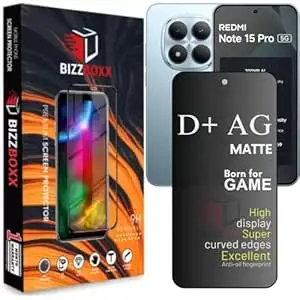 BizzBoxx D+ AG Matte Tempered Glass Screen Guard Protector Compatible With REDMI Note 15 Pro 5G Anti Fingerprint Gaming Special Temper With Camera Cut (Note15 Pro - 6.83 Inch)- Pack of 1