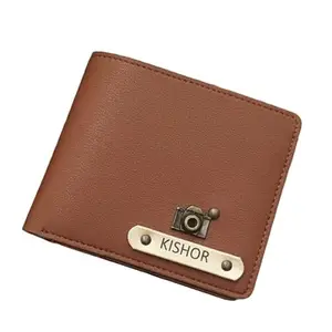 The Unique Gift Studio Customized Wallet for Men | Personalized Wallet with Name Printed Leather Name Wallet for Men | Customised Gifts for Men |Personalised Mens Purse with Name & Charm, Tan