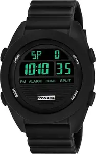 QALIBA Attractive Dial Silicone Strap Digital Watch for Boys & Girls with Silicon Black Look