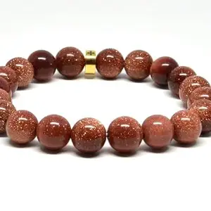 LKBEADS Natural Golden Sandstone 8mm Round Shape Smooth Cut Beads 7 Inch Stretchable Bracelet for Men & Women.|STBR_RR_03491_7.0