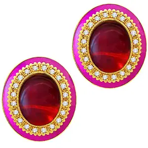Peora Meenakari Jewellery Gold Plated Stud Earrings for Women & Girls