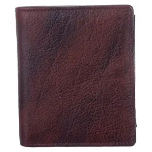 BLU WHALE Genuine Leather Classic Brown Men's Wallet