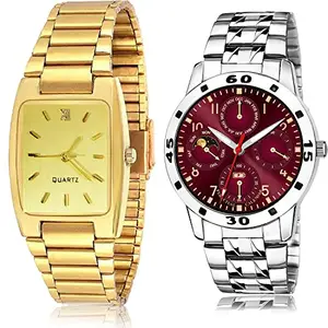 NIKOLA Unique Analog Gold and Silver Color Dial Men Watch - BCPL35-(12-S-19) (Pack of 2)