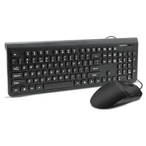 (Refurbished) KB-0036-Wired Keyboard + Mouse Combo | 105 Keys | USB Plug & Play | Ergonomic & Comfortable Design, (KB-0036, Black)