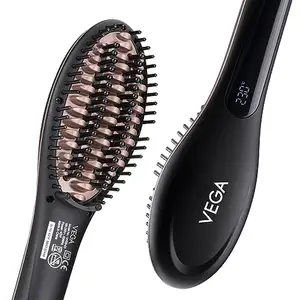 Vega X-Star Hair Straightening Brush With Thermo Protect Technology & Adjustable Temperature Settings Hair Straightener, (Vhsb-03), Black