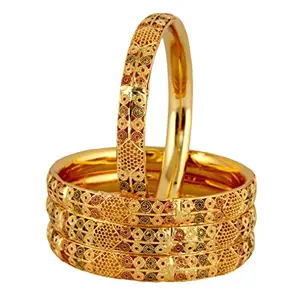 LUCKY JEWELLERY 18K Gold Plated Designer Multi Color Traditional Ethinic Bangles Set for Women (723-J1BG-1735-4-26)