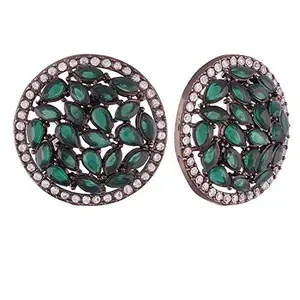 ACCESSHER Emrald And Ad Alloy Earrings For Women