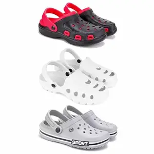 Lightweight Classic Clogs || Sandals with Slider Adjustable Back Strap for Men-Combo(3)-3017-3139-3016-10 Grey-2217