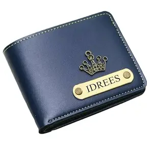 The Unique Gift Studio Customised Men's Leather Wallet - Name & Logo Printed on Wallet for Gift - Blue Color
