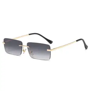 Visit the Dervin Store Dervin UV Protected Retro Rectangular Rimless Sunglasses with Spring Hinges for Men and Women