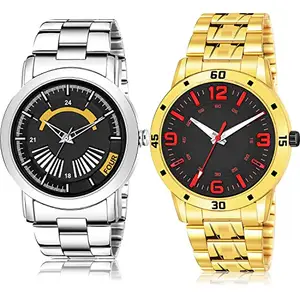NIKOLA Wrist Analog Silver and Gold Color Dial Men Watch - BM407-(47-S-21) (Pack of 2)