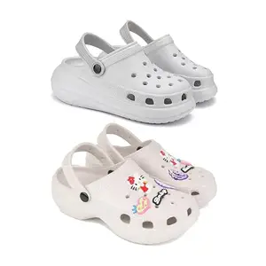 WINGSCRAFT-Premium Comfortable Regular Wear Women Clogs Sandal for Women's & Girls-Combo(2)-OO5-O10-8 Off White-EURO-39