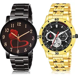 NIKOLA Tread Analog Black and Gold Color Dial Men Watch - BCPL21-(14-S-21) (Pack of 2)