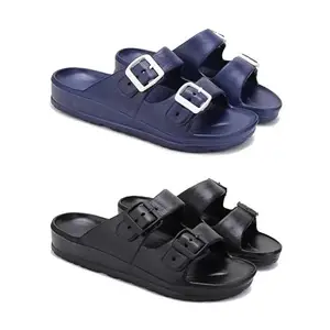 WINGSCRAFT Lightweight,Classic Slider || Sandals with Clogs for Men-Combo(2)-3116-3115-9 Black(COMBO(2)-3116-3115-9_BZ)