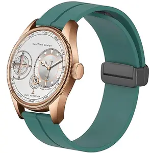 3D Glass White Chonograph Date Display Analoge Green Silicone Magnetic Strap Watch for Men (18039L)