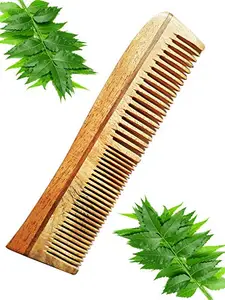 Evana Handcraft Pure Neem Wood Comb For Women, Men and Kids | Hair Growth and Hair Fall | Model 3 | Thin/Wide Teeth | Anti Dandruff
