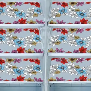 DakshyaIndustries Pack of 6 PVC Printed Fridge Mat/Refrigerator Mat (Red&White)