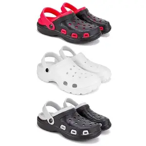 Lightweight Classic Clogs || Sandals with Slider Adjustable Back Strap for Men-Combo(3)-3017-3122-3018-10 Black(COMBO(3)-3017-3122-3018-10_BZ)