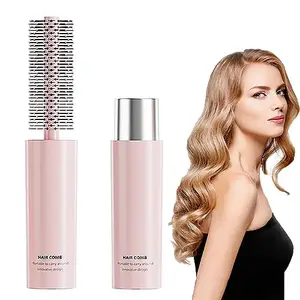 homfanseec Travel Round Brush for Blow Drying, Mini Round Brush Curly Hair Brush for Women, Small Round Brush for Bangs Curly Thin Short Hair(Pink)